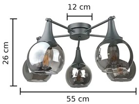 Lustră aplicată STAR 5xE27/60W/230V negru/negru fumuriu