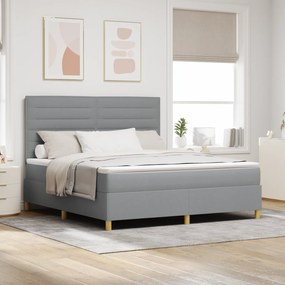 vidaXL Pat cu arc cu saltea &amp; LED gri deschis 180x200 cm din țesătură