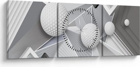 Tablou geometric abstract (cu ceas) (90x30 cm)