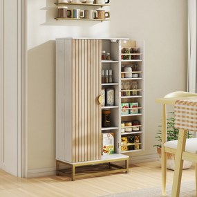 HOMCOM Dulap de bucătărie mobilier pentru depozitare cu 12 rafturi cu uși, rafturi ajustabile, 58x29x119,5cm, alb | Aosom Romania