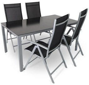Set de gradina Alvero 2, dreptunghi - 4 locuri, negru/gri
