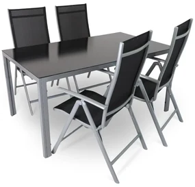Set de gradina Alvero 2, dreptunghi - 4 locuri, negru/gri