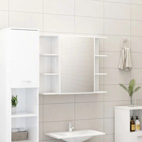 vidaXL Dulap de baie cu oglindă, alb extralucios, 80x20,5x64 cm, pal
