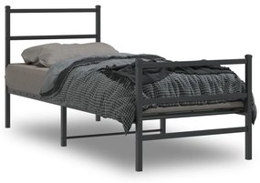 355374 vidaXL Cadru pat metalic cu tăblii de cap/picioare  negru, 80x200 cm