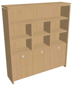 Dulap înalt Verno 188 x 46 x 210 cm, cu rafturi, stejar deschis