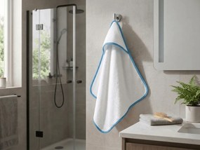 Prosop de baie pentru copii cu gluga BABY 75x75 cm, alb/albastru