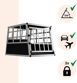 Cușcă de transport pentru câini BRUNO, 70x54x51cm, argintiu/negru Cadoca
