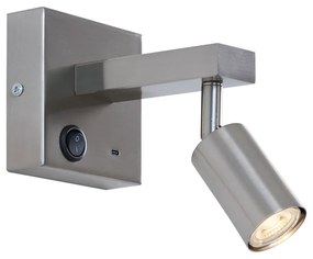 Lampă de perete modernă din oțel cu USB-C înclinabilă - Rex