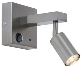 Lampă de perete modernă din oțel cu USB-C înclinabilă - Rex