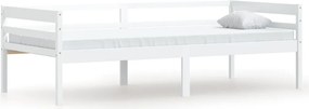 vidaXL Cadru de pat, alb, 90x200 cm, lemn de pin masiv