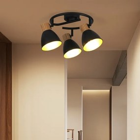 Brilagi - Lampă ODENSE cu 3 spoturi 3xE14/10W/230V lemn de cauciuc/negru