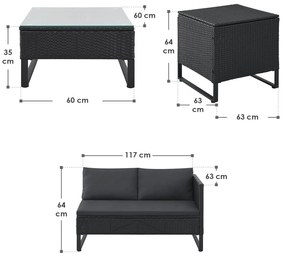 Juskys Set rattan Santorini - negru