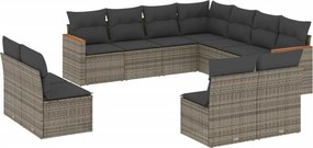 vidaXL Set canapele de grădină cu perne, 11 piese, gri, poliratan