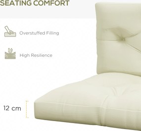 Outsunny Set 2 Perne de Grădină pentru Ședere și Spate cu Umplutură Groasă, Perne de Exterior din Poliester pentru Canapele și Paleți, Crem | Aosom Romania