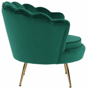 Fotoliu în stil Art-deco, catifea Velvet smarald/crom auriu, NOBLIN