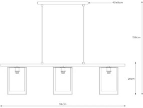 Lustră pe cablu DOUNIA 3xE27/40W/230V Lucide 78394/03/30