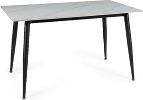 Masuta RION, alb cu efect de marmura/negru mat, ceramica/metal, 160x90