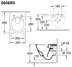 Villeroy & Boch 5606R0R1 - Vas WC suspendat SUBWAY 2.0, ceramică, alb