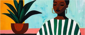Tablou - Femeie cu floare (120x50 cm)