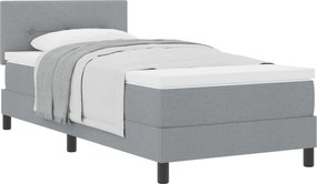 vidaXL Pat cu arcuri cu saltea Gri deschis 90 x 200 cm țesătură