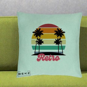 Perna Decorativa Retro Sunset Palmieri, 40x40 cm, Verde Menta, Husa Detasabila, Perna Inclusa, BEKZ®