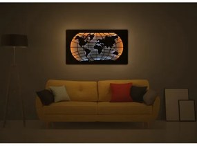 Li-Go 4868/DUB2 - Decorațiune de perete LED, 24W, 230V, 110x60 cm, stejar/harta lumii