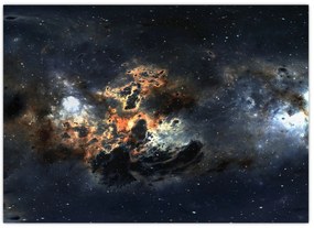 Tablou pe sticlă - Universul cu Nebula (70x50 cm)