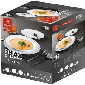 Set de masă Bormioli Rocco, 48 piese, cu tacâmuri Prima & Hanna