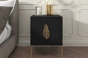 Noptieră lemn masiv Merlin Personalizabilă Accesorii placate cu Aur, 54 × 40 × 69 cm - Alb