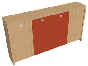 Dulap mediu pentru haine Verno 248 x 46 x 130 cm, uși combinate, stejar deschis / portocaliu