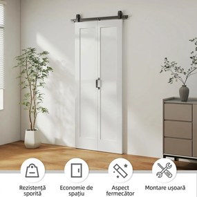 HOMCOM Ușă Pliabilă tip Carte cu Suprafață Vopsibilă 90x210 cm Alb | Aosom Romania