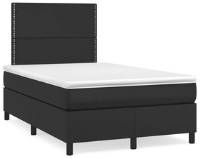 vidaXL Pat box spring cu saltea, negru, 120x190 cm, piele ecologică