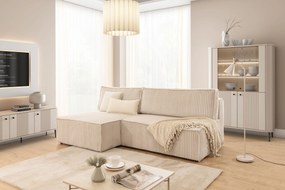 Colțar Solvero Mini cu funcție de dormit, stânga - pluș bej deschis Tilia 01