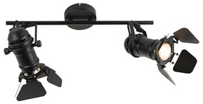 Spot inteligent negru, incl. WiFi GU10, 2 lumini cu clape - Movie