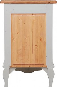Noptiera, L46 36 H70 cm, alb antichizat natur, lemn masiv
