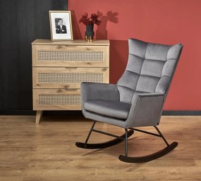 Fotoliu tip balansoar Bazalto velvet gri H92 cm