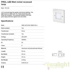 Spot LED incastrabil de exterior cu protectie IP65 FROL 70135