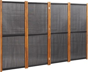 vidaXL Paravan de cameră cu 4 panouri, negru, 280x180 cm