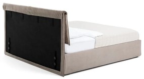 Pat matrimonial taupe tapițat cu spațiu de depozitare cu somieră 160x200 cm Thessa Pillow – Bonami Selection