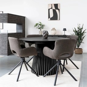Masă de dining rotundă extensibilă cu blat cu aspect de lemn de stejar cu blat suplimentar ø 120 cm Osaka – House Nordic