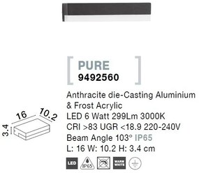 Aplica LED de perete pentru iluminat exterior IP65 PURE