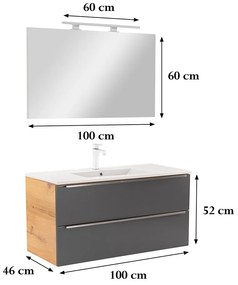 Mobilier complet de baie Vario Trim 100 stejar-antracit