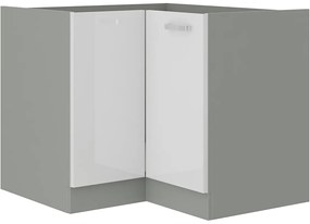 Dulap inferior de bucătărie, de colț Brunea 90x90 DN 1F BB (gri + alb lucios). 1024980