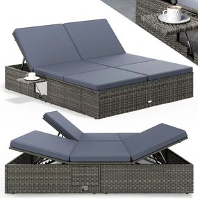 Deuba Pat de grădină din ratan 200x160 cm gri - perne antracit