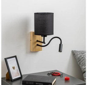 Lampă LED de perete Brilagi NUBILA WOOD 1xE27/25W/230V + LED/3W stejar/negru
