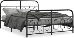 vidaXL Cadru pat metalic cu tăblie de cap/picioare, negru, 135x190 cm