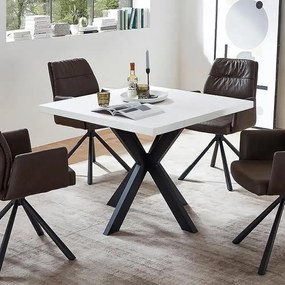 Masa de bucatarie din MDF patrat, alb,texturata, Homs 80x80X75 cm