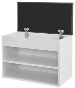 Suport pantofi cu capac rabatabil și șezut căptușit 60 x 30 x 44 cm alb