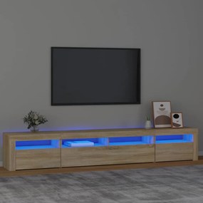 3152724 vidaXL Comodă TV cu lumini LED, stejar sonoma, 240x35x40cm