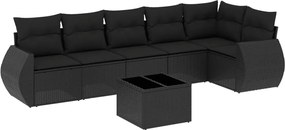 vidaXL Set canapele de grădină cu perne, 7 piese, negru, poliratan